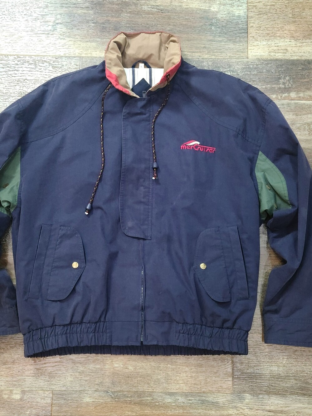 Vintage 90s Winner Mate MerCruiser Embroidered Windbreaker Jacket Navy Blue Larg - Picture 1 of 6